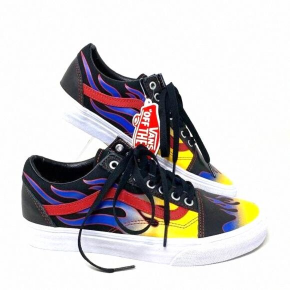 VANS Old Skool Racer Black Red Women Low Top VN0A3WKT57Z Sneakers Canvas Leather - Picture 1 of 11